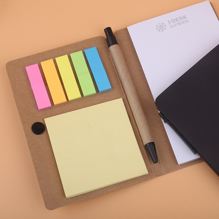Cowhide Combination Note Sticker Logo Notepad with Pen Notepad New Sticky Notes Exhibition Gift Kraft Paper Cowhide Combination Note Sticker Logo Notepad with Pen Notepad New Sticky Notes Exhibition Gift Kraft Paper