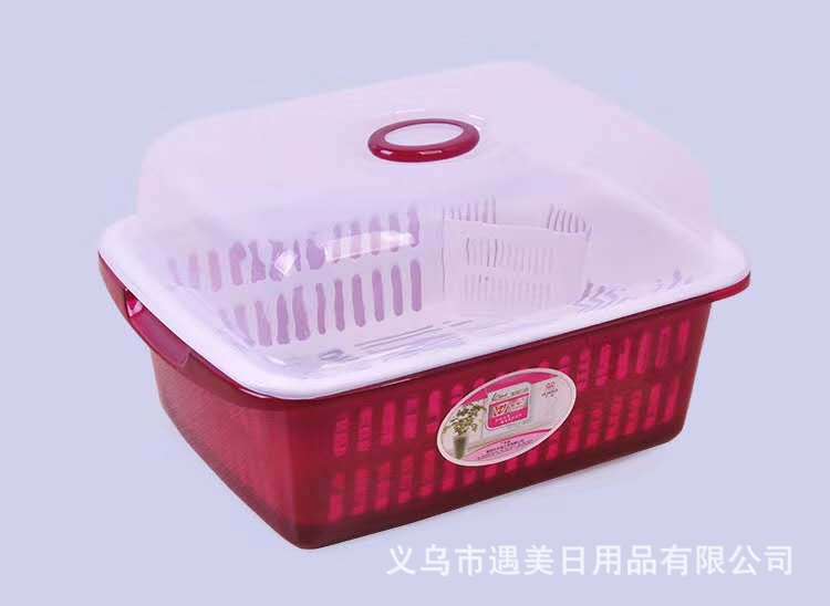 Plastic Kitchen Bowl Storage Rack Dish Rack Box with Cover Rack Dustproof Large Capacity Drain Bowl