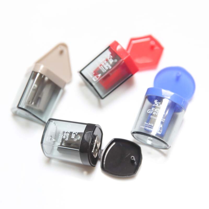 Square triangular circular shape pencil sharpener plastic cover cutter wholesale