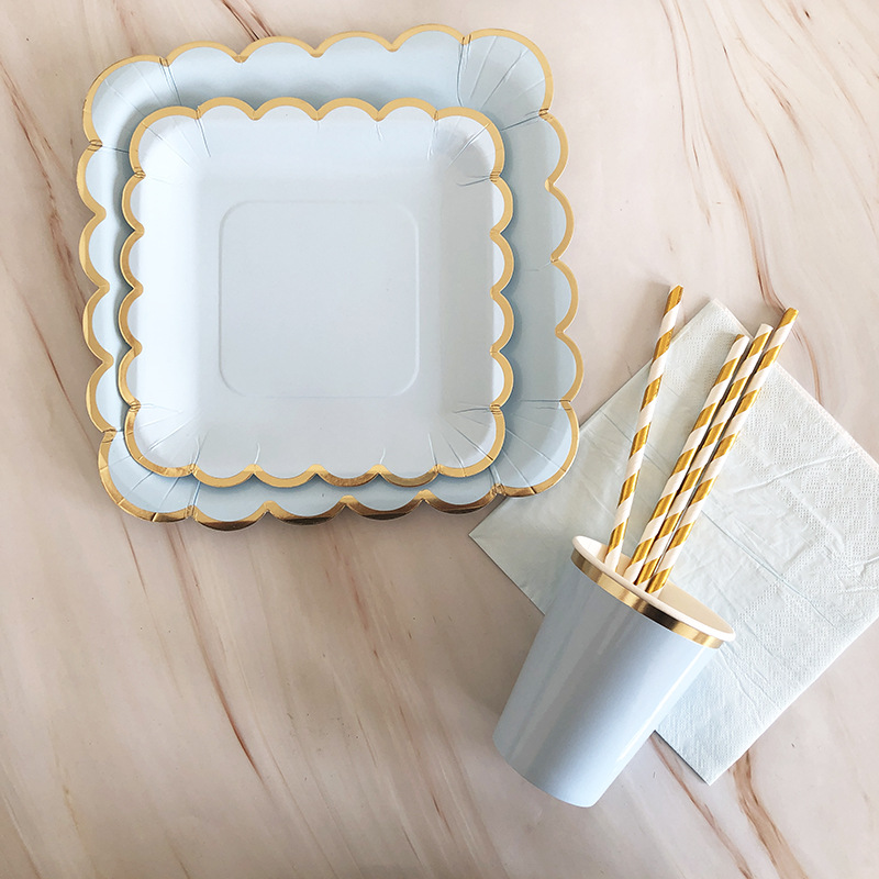 Blue Theme Dessert Table Tableware Boy Birthday Cake Plate Party Disposable Decoration Supplies Plate Set Blue Theme Dessert Table Tableware Boy Birthday Cake Plate Party Disposable Decoration Supplies Plate Set