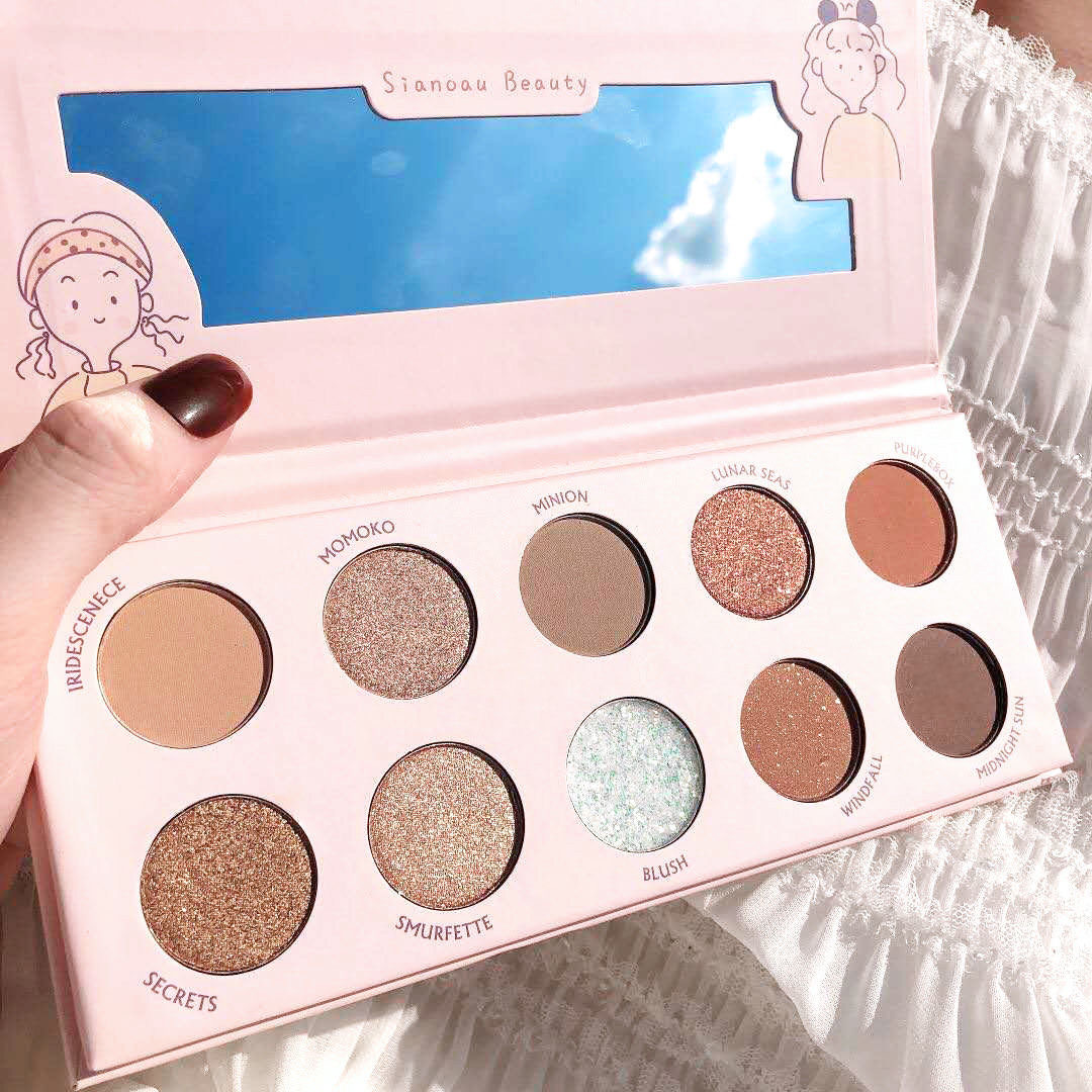Small Town Yixiang Miss Peach Ten Color Eyeshadow Palette Beads Matte Earth Tone Waterproof Not Smudge 10 Color Eye Shadow Makeup