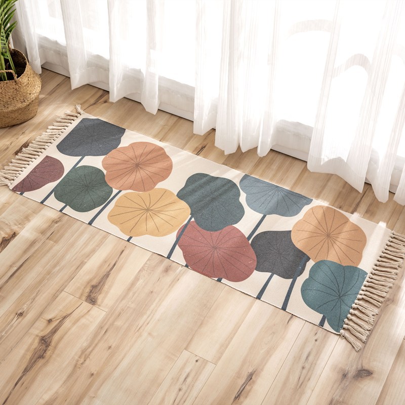 Cross-Border Ethnic Tassel Floor Mat Nordic Cotton and Linen Carpet Doormat Bedroom Bedside Foot Mat Living Room Coffee Table Floor Mat