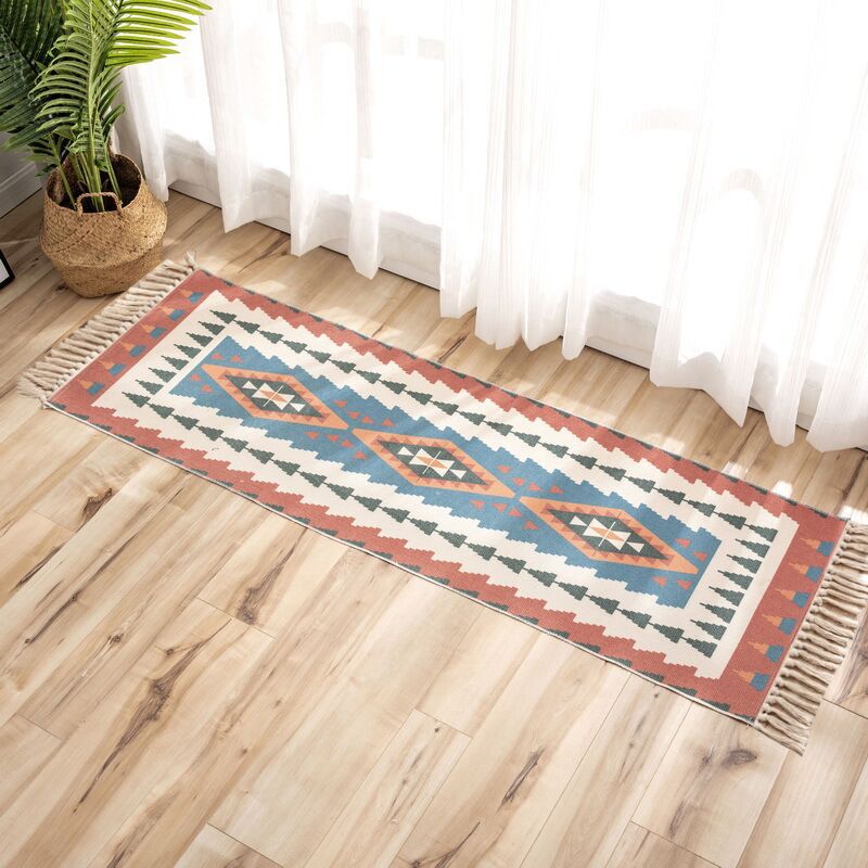 Cross-Border Ethnic Tassel Floor Mat Nordic Cotton and Linen Carpet Doormat Bedroom Bedside Foot Mat Living Room Coffee Table Floor Mat