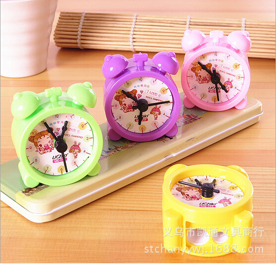 Creative cute Student Award Cartoon Clock double hole pencil Sharpener Pencil Sharpener cute sharpener
