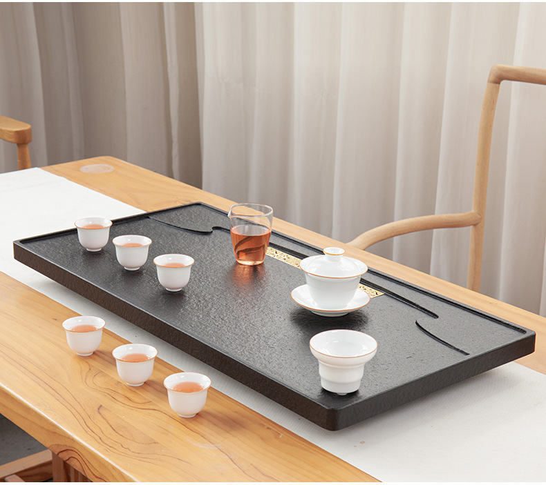 Tea Tray Tea Set Set Home Living Room Kung Fu Simple Black Stone Tea Pitcher Gift Drainage Size Tea Table Tea Tray Tea Set Set Home Living Room Kung Fu Simple Black Stone Tea Pitcher Gift Drainage Size Tea Table