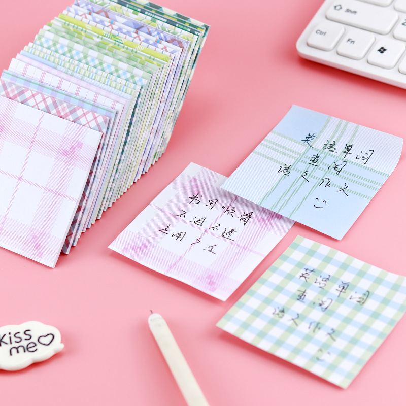 INS Style Hand Account Plaid Texture Sticky Notes Colorful Plaid Material Base Paper Message-Leaving Memo Sticky Note Note Sticker