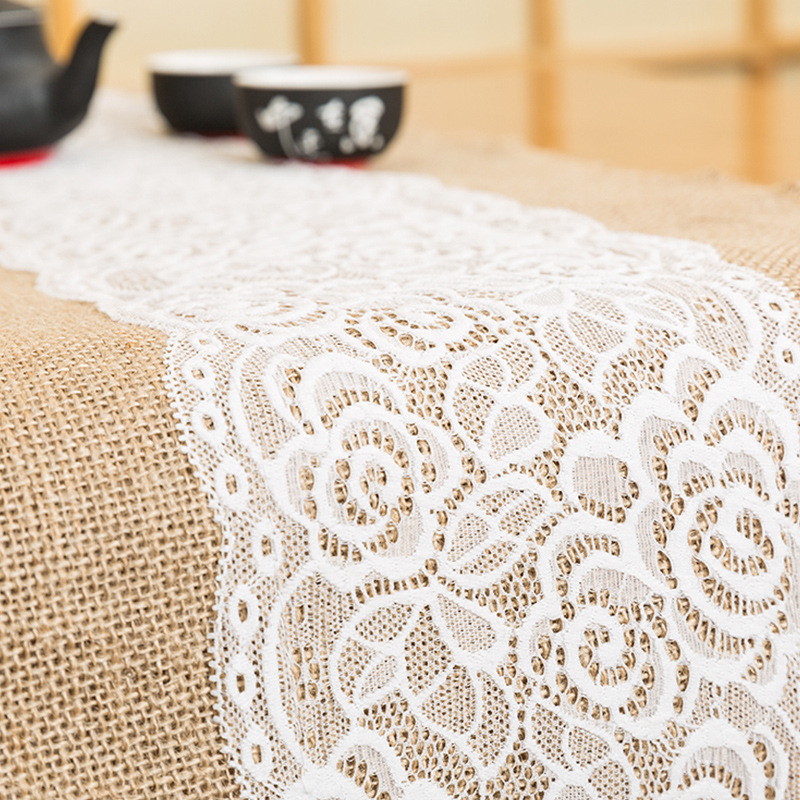 Manufacturers direct European and American retro style linen lace table flag chair Christmas party craft wedding decoration supplies