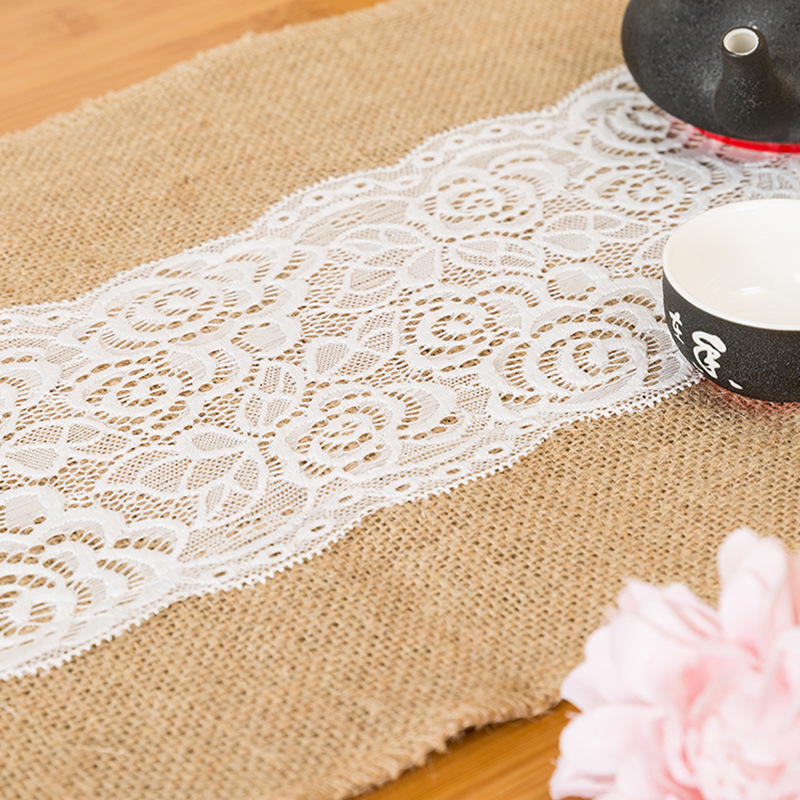 Manufacturers direct European and American retro style linen lace table flag chair Christmas party craft wedding decoration supplies