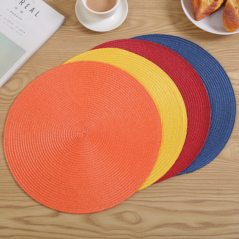 Japanese color woven table mat PP environmental protection Circular Western mat heat factory as mildew-proof table cloth coasters wholesale Japanese color woven table mat PP environmental protection Circular Western mat heat factory as mildew-proof table cloth coasters wholesale