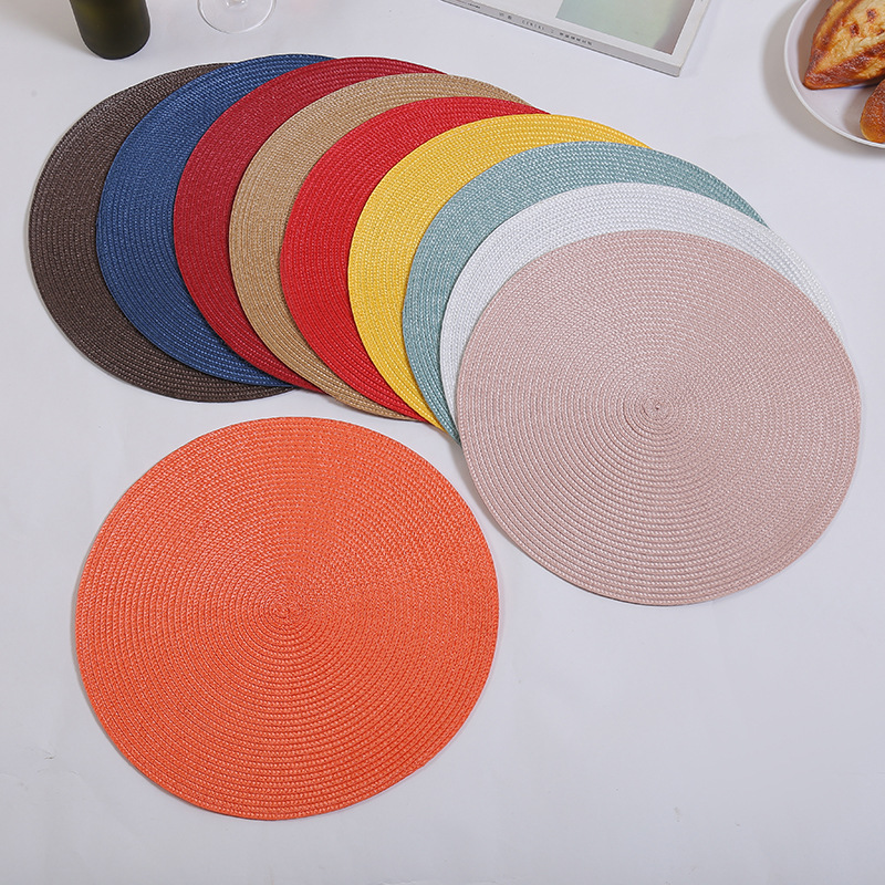 Japanese color woven table mat PP environmental protection Circular Western mat heat factory as mildew-proof table cloth coasters wholesale Japanese color woven table mat PP environmental protection Circular Western mat heat factory as mildew-proof table cloth coasters wholesale
