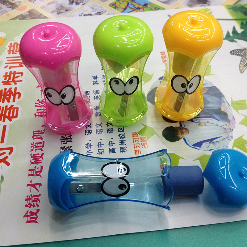 Apple heart pencil sharpener eraser combined with manual single-hole pencil sharpener