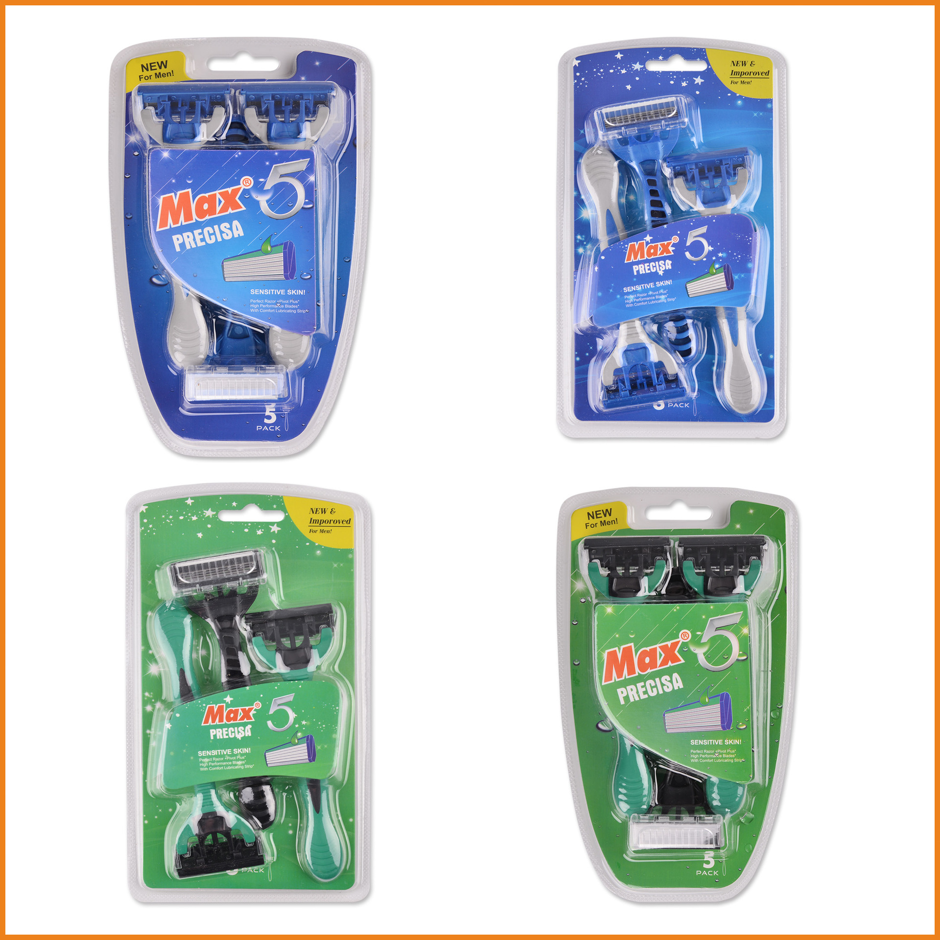 Max Factory in Stock Five-Layer Swedish Stainless Steel Disposable Shaver Men's Old-Fashioned Razor Manual Shaver