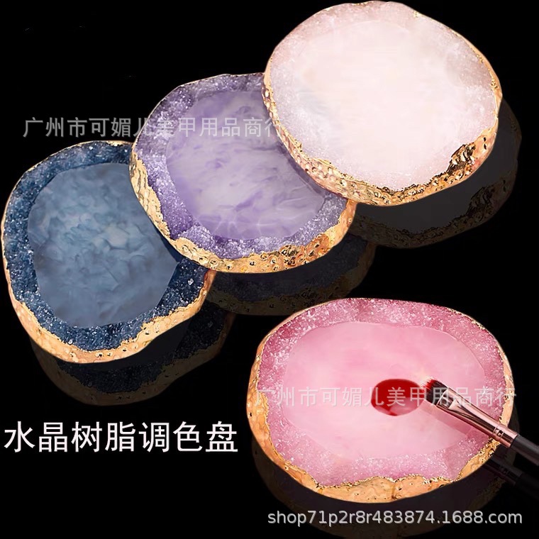 Cross-Border Nail Art Palette Resin Agate Slices Nail Painting Palette Nail Tip Exhibition Board Tools