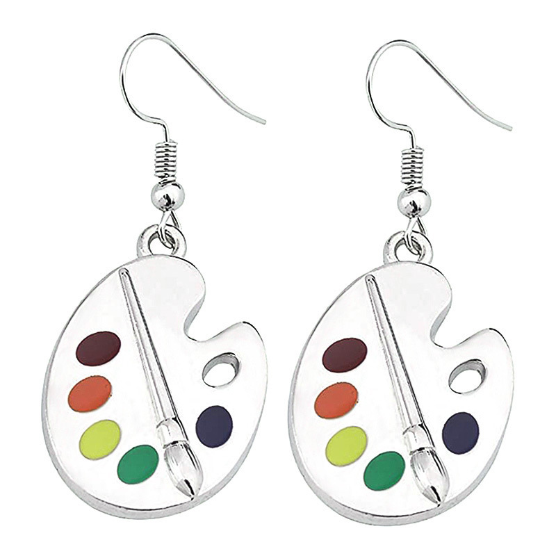 European and American New Creative Drawing Board Palette Earrings Earrings Artist Temperament Earrings Simple Drop Oil Ear Hook Wholesale