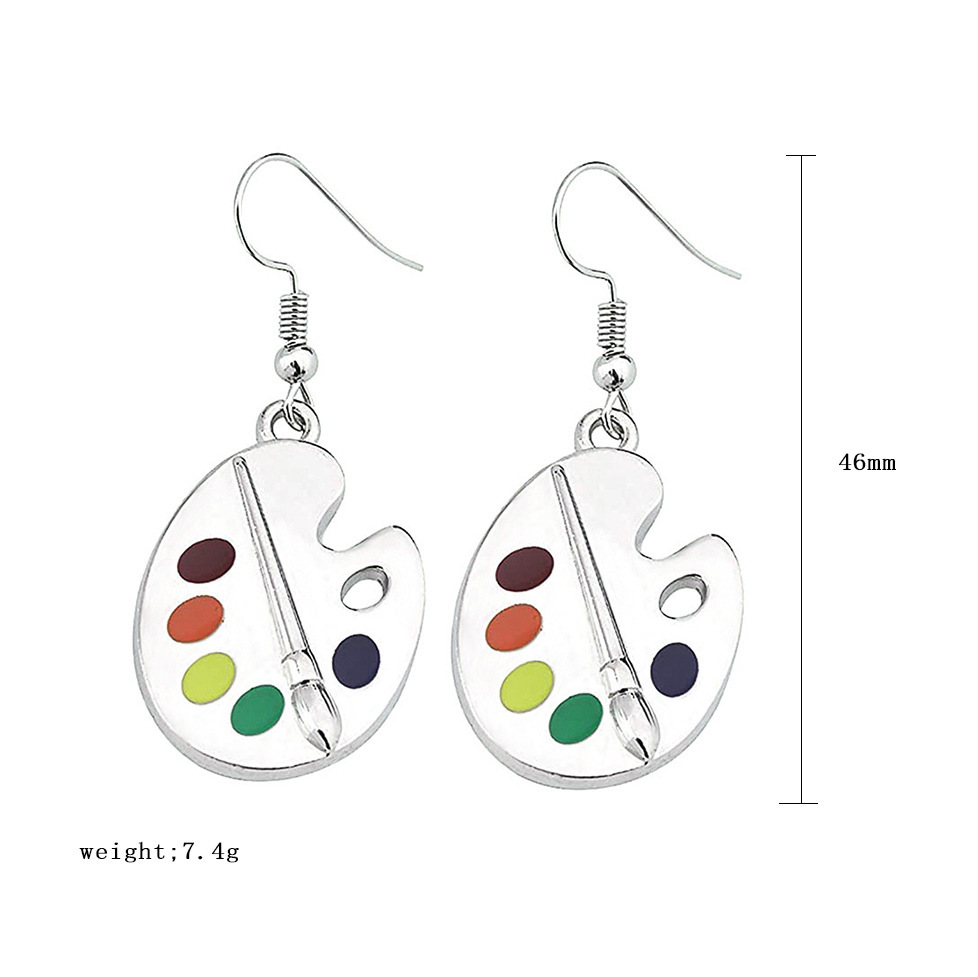 European and American New Creative Drawing Board Palette Earrings Earrings Artist Temperament Earrings Simple Drop Oil Ear Hook Wholesale