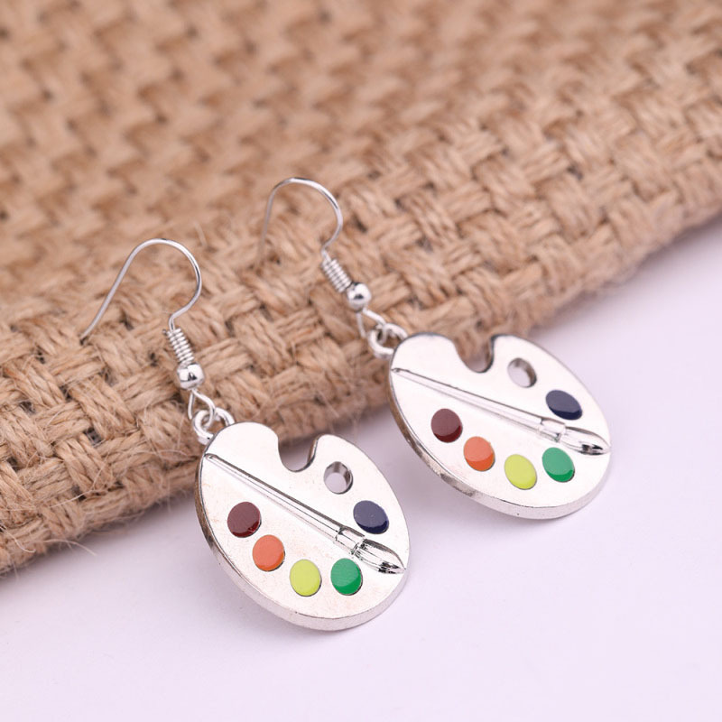 European and American New Creative Drawing Board Palette Earrings Earrings Artist Temperament Earrings Simple Drop Oil Ear Hook Wholesale