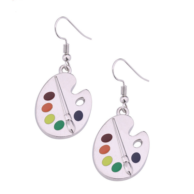 European and American New Creative Drawing Board Palette Earrings Earrings Artist Temperament Earrings Simple Drop Oil Ear Hook Wholesale