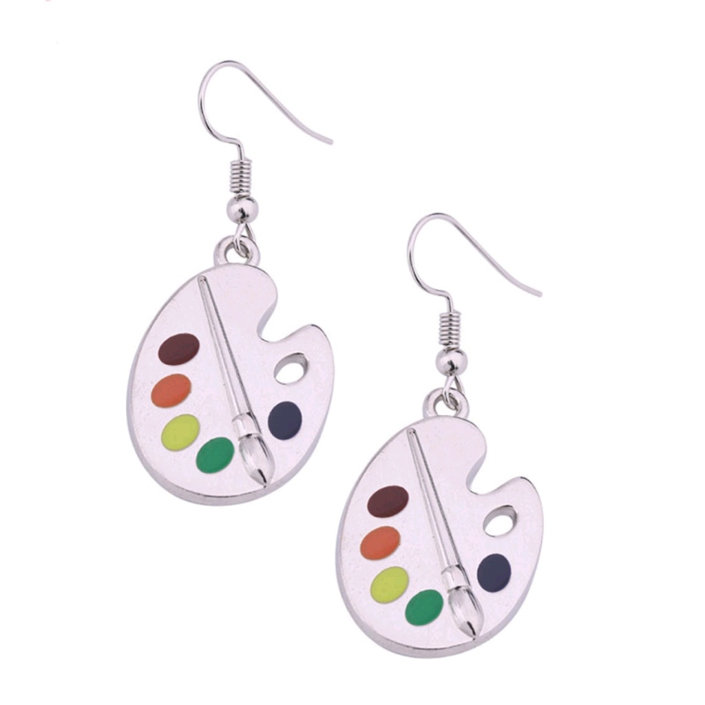 European and American New Creative Drawing Board Palette Earrings Earrings Artist Temperament Earrings Simple Drop Oil Ear Hook Wholesale European and American New Creative Drawing Board Palette Earrings Earrings Artist Temperament Earrings Simple Drop Oil Ear Hook Wholesale