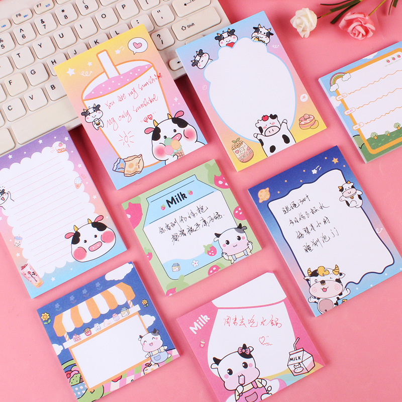 50 Pieces Sticky Notes Cute Colorful Cartoon Pattern Office Can Stick Note Sticker Student Message Sticker 70G Paper