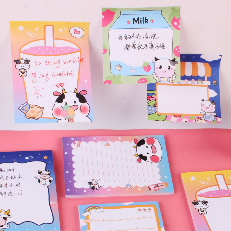 50 Pieces Sticky Notes Cute Colorful Cartoon Pattern Office Can Stick Note Sticker Student Message Sticker 70G Paper