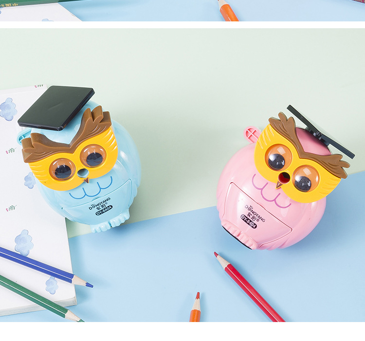 Dongyang Stationery 8404 Cartoon Eye-catching Owl Shape Automatic advance and a Plastic pencil Sharpener hand Sharpener