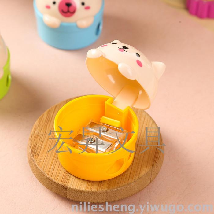 Cartoon double-hole pencil sharpener high-quality blades mixed color students pencil sharpener plastic pencil reel children pencil sharpener pen plane