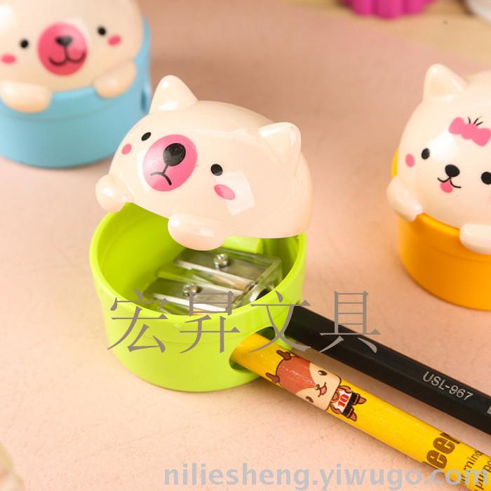 Cartoon double-hole pencil sharpener high-quality blades mixed color students pencil sharpener plastic pencil reel children pencil sharpener pen plane