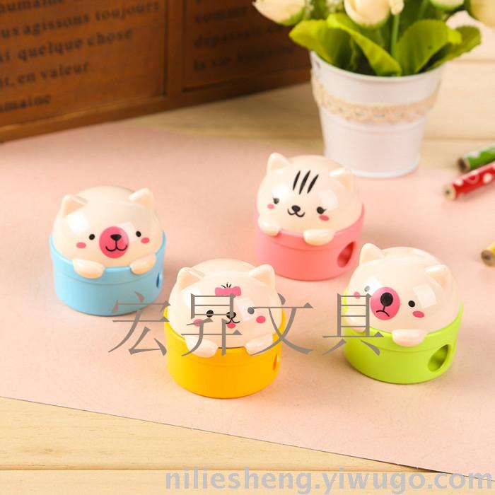 Cartoon double-hole pencil sharpener high-quality blades mixed color students pencil sharpener plastic pencil reel children pencil sharpener pen plane Cartoon double-hole pencil sharpener high-quality blades mixed color students pencil sharpener plastic pencil reel children pencil sharpener pen plane