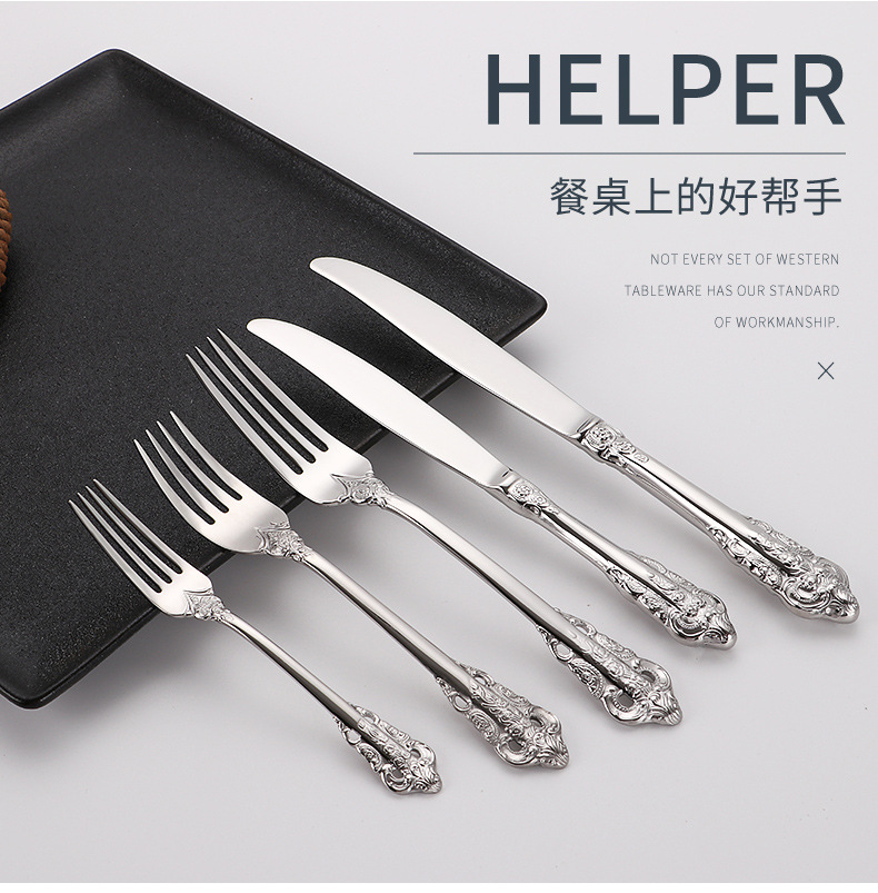 Golden 304 High quality stainless steel tableware gift set cutlery knife fork soup spoon Golden 304 High quality stainless steel tableware gift set cutlery knife fork soup spoon