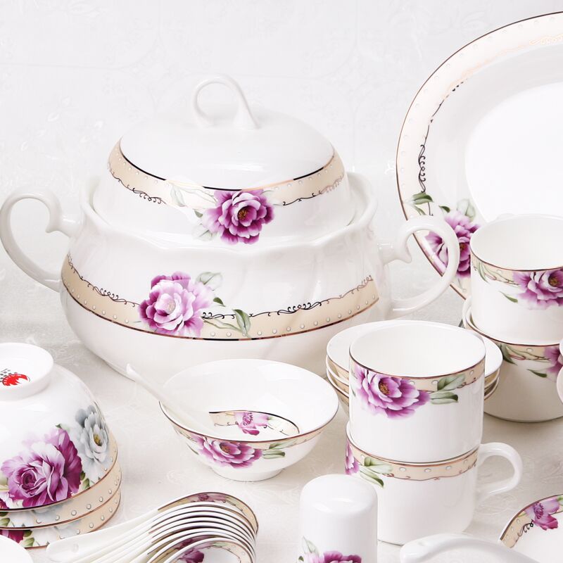 Ceramic tableware porcelain bowl set Jingdezhen China ceramic bowl plate wholesale