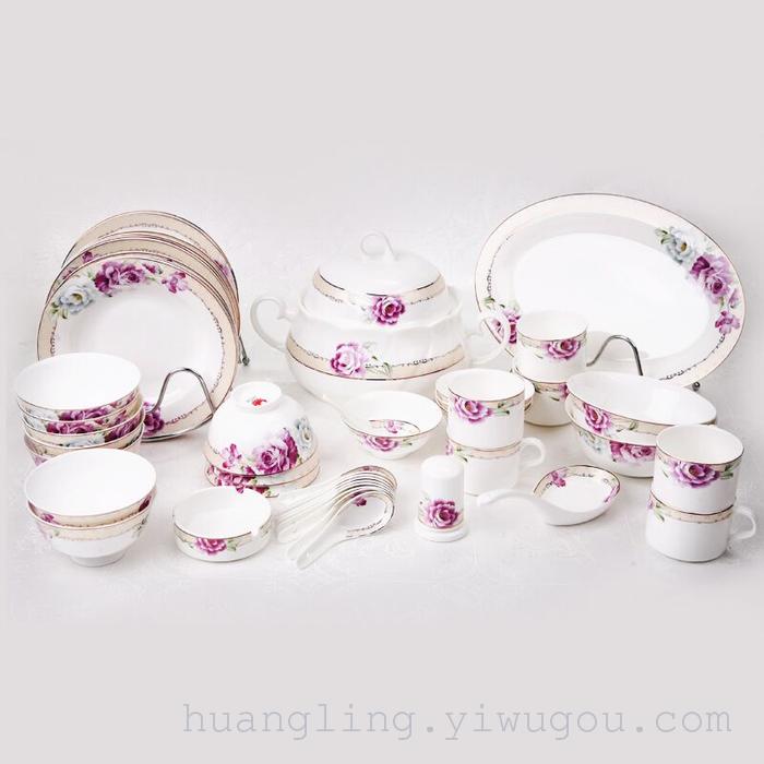 Ceramic tableware porcelain bowl set Jingdezhen China ceramic bowl plate wholesale