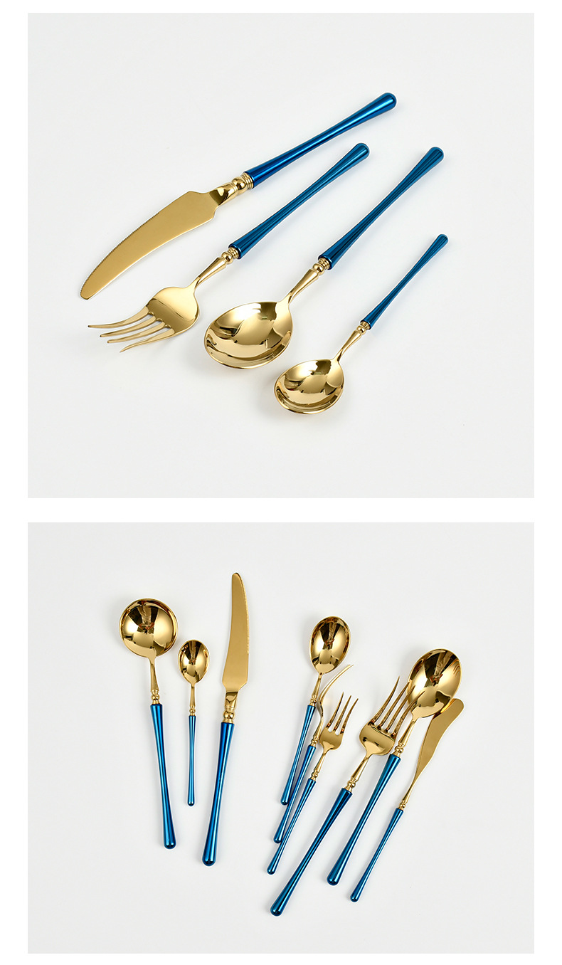 Cutlery Small Waist Black Gold 304 Stainless Steel Household Western Tableware Steak Knife and Fork Spoon 4 PCs Set Cutlery Small Waist Black Gold 304 Stainless Steel Household Western Tableware Steak Knife and Fork Spoon 4 PCs Set