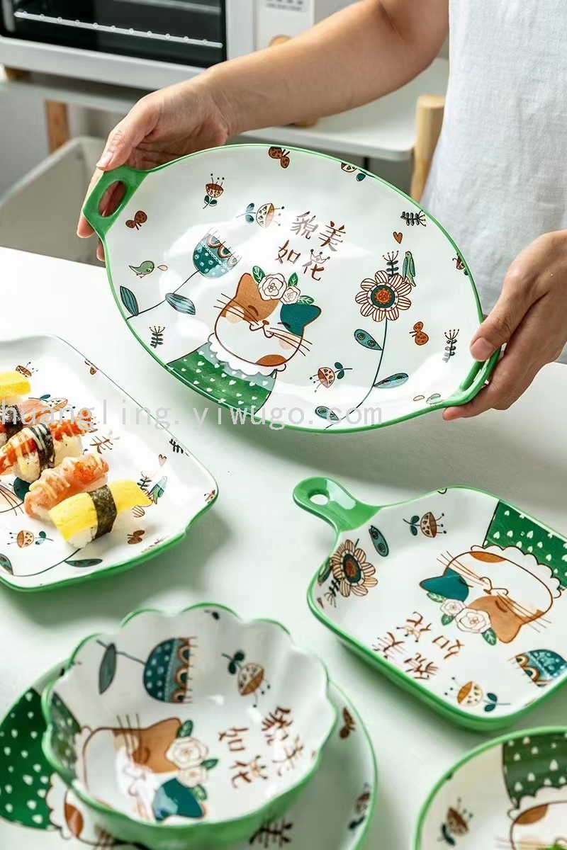 Cartoon Tableware Children's Bowl Cartoon Plate Children's Tray Chinese Tableware Tableware