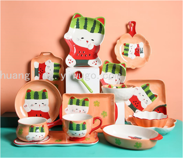 Cartoon Tableware Children's Bowl Cartoon Plate Children's Tray Chinese Tableware Tableware