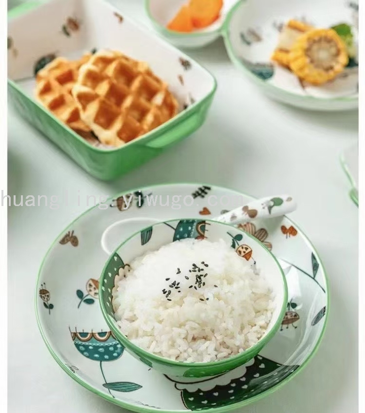 Cartoon Tableware Children's Bowl Cartoon Plate Children's Tray Chinese Tableware Tableware