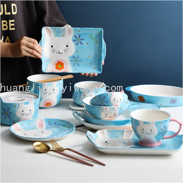 Cartoon Tableware Children's Bowl Cartoon Plate Children's Tray Chinese Tableware Tableware