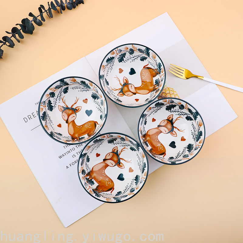 Cartoon Tableware Children's Bowl Cartoon Plate Children's Tray Chinese Tableware Tableware