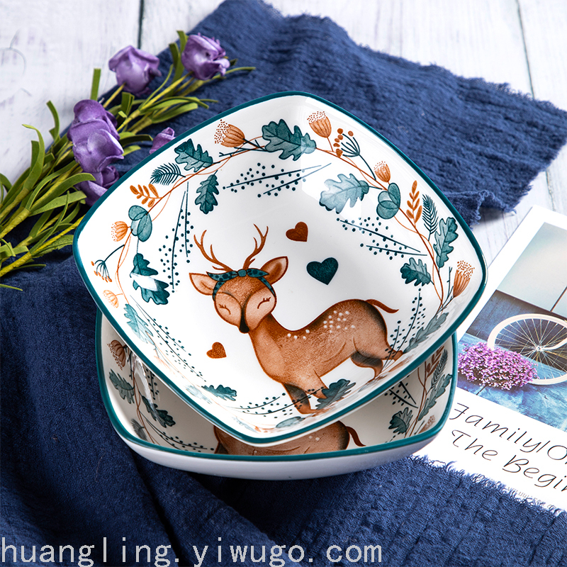 Cartoon Tableware Children's Bowl Cartoon Plate Children's Tray Chinese Tableware Tableware