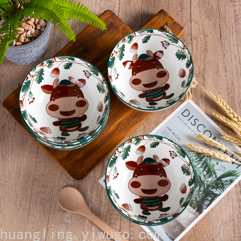 Cartoon Tableware Children's Bowl Cartoon Plate Children's Tray Chinese Tableware Tableware