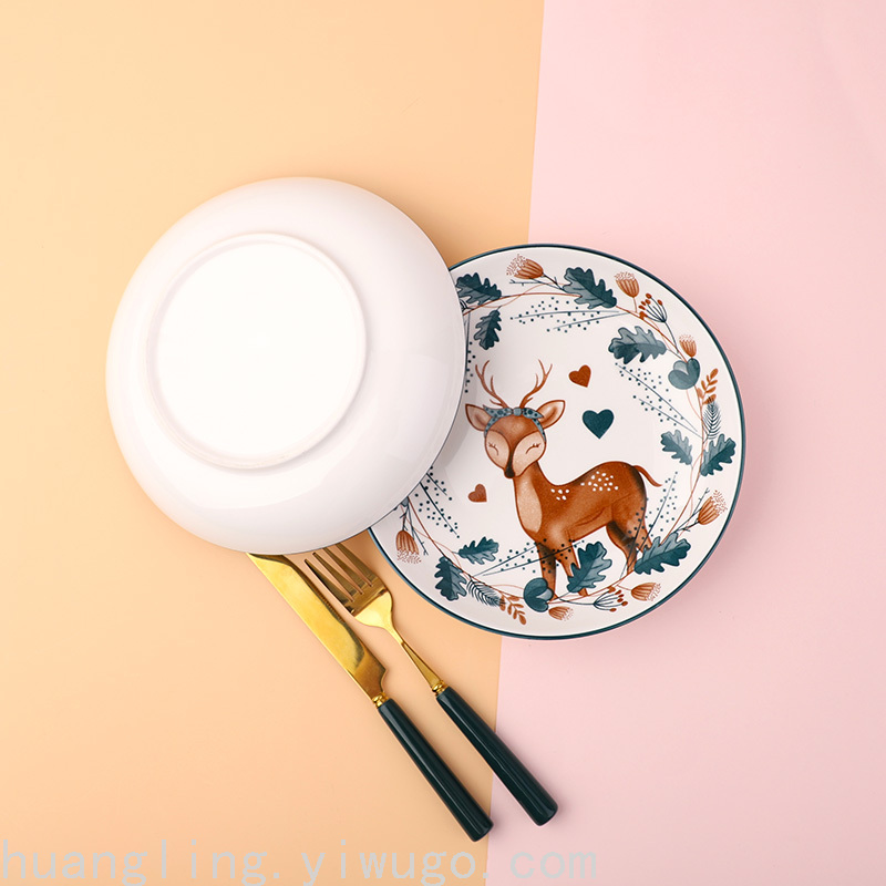 Cartoon Tableware Children's Bowl Cartoon Plate Children's Tray Chinese Tableware Tableware