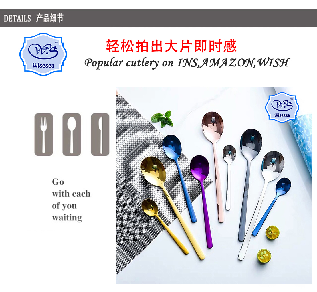 Stainless steel tableware cutlery knife fork spoon coffee spoon set of 4 pieces