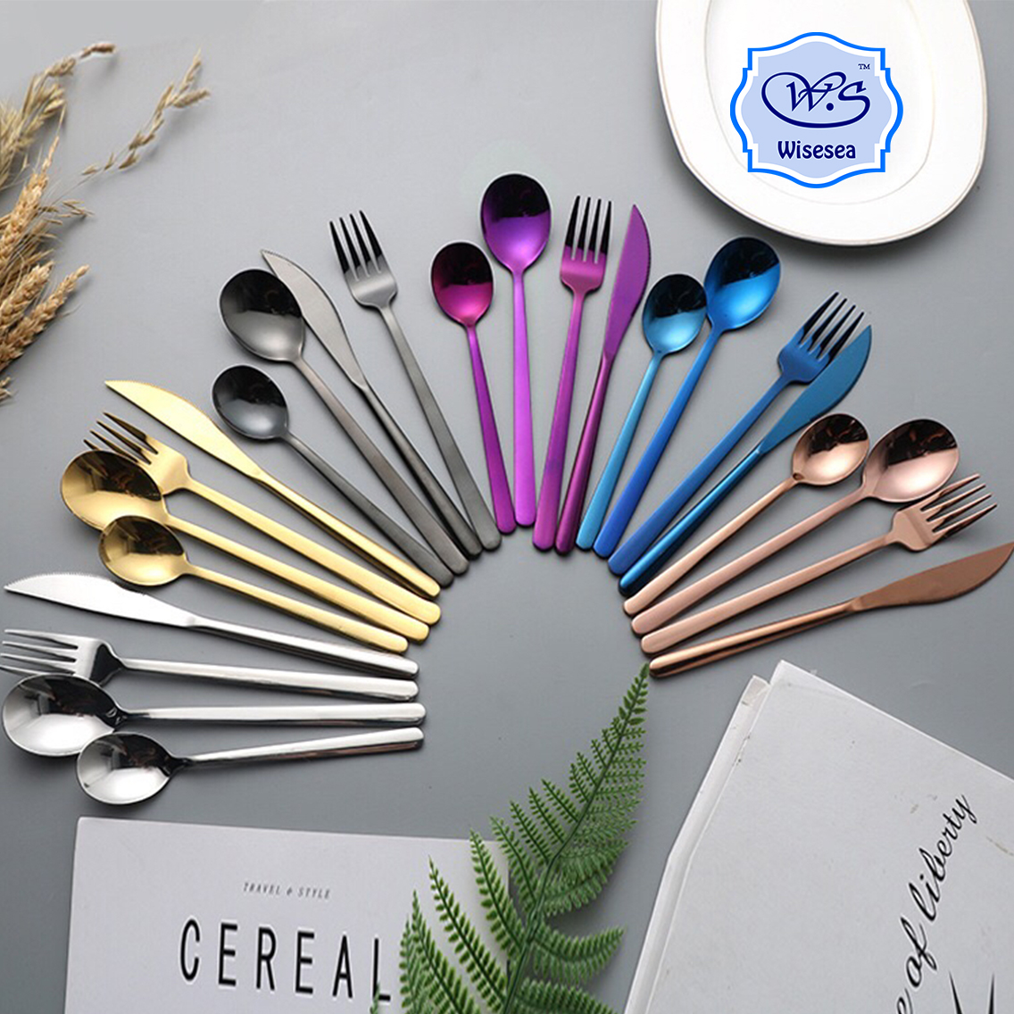 Stainless steel tableware cutlery knife fork spoon coffee spoon set of 4 pieces