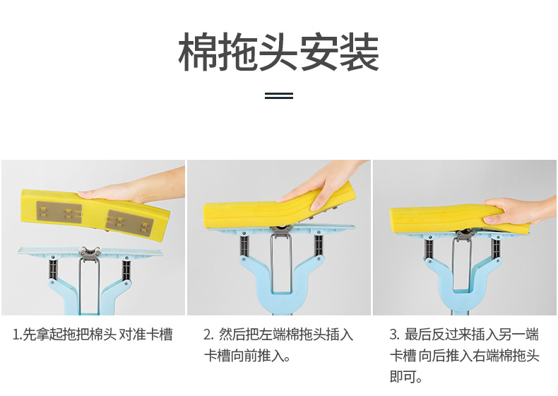 Sponge Mop Household Hand-Free Wash Lazy Man Absorbent Dry and Wet One-Mop Cotton Head Large Double up Clean