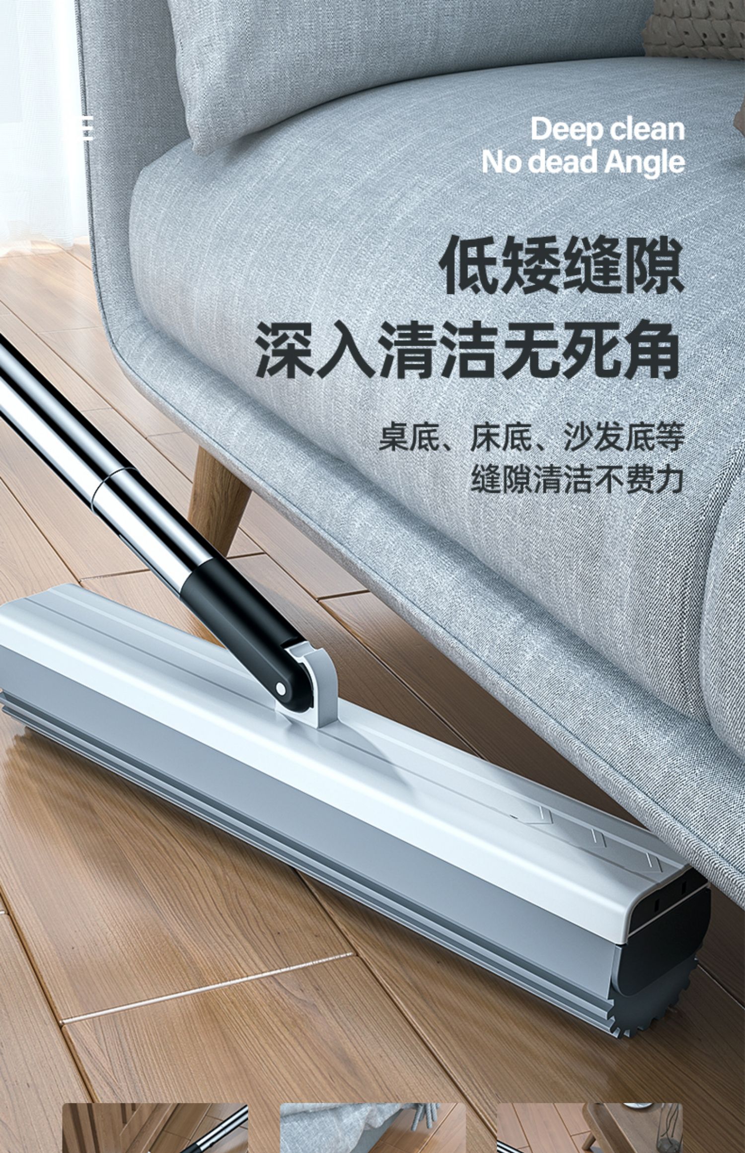 Longao Household Sponge Mop, Hand-Free, Lazy, Squeezing Water Mop, a Mop, Cotton Head, Absorbent, Gadgets Clean Large Size