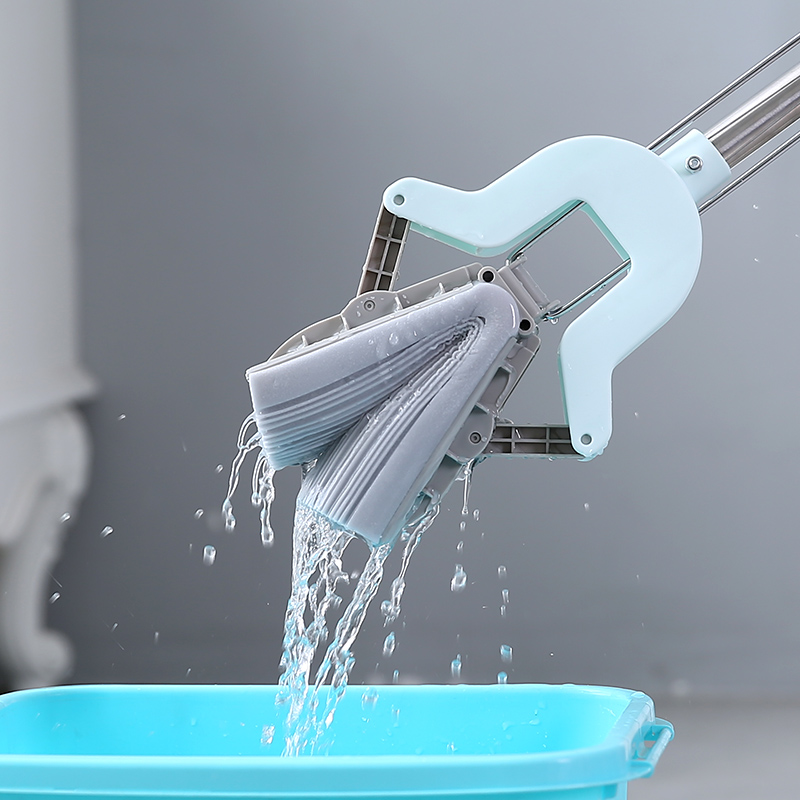 Domestic stainless steel folding cotton mop clean hand wash absorbent retractable sponge floor towing wholesale