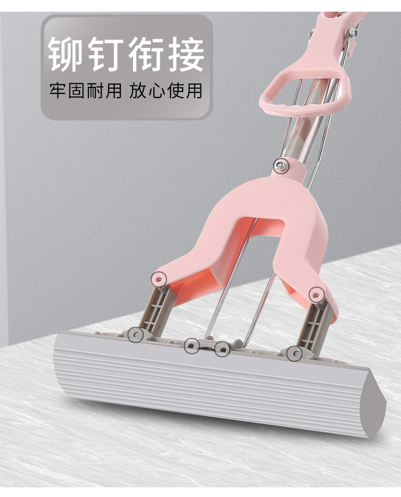 Domestic stainless steel folding cotton mop clean hand wash absorbent retractable sponge floor towing wholesale