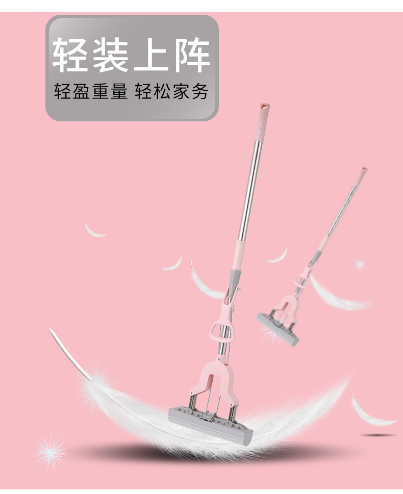 Domestic stainless steel folding cotton mop clean hand wash absorbent retractable sponge floor towing wholesale