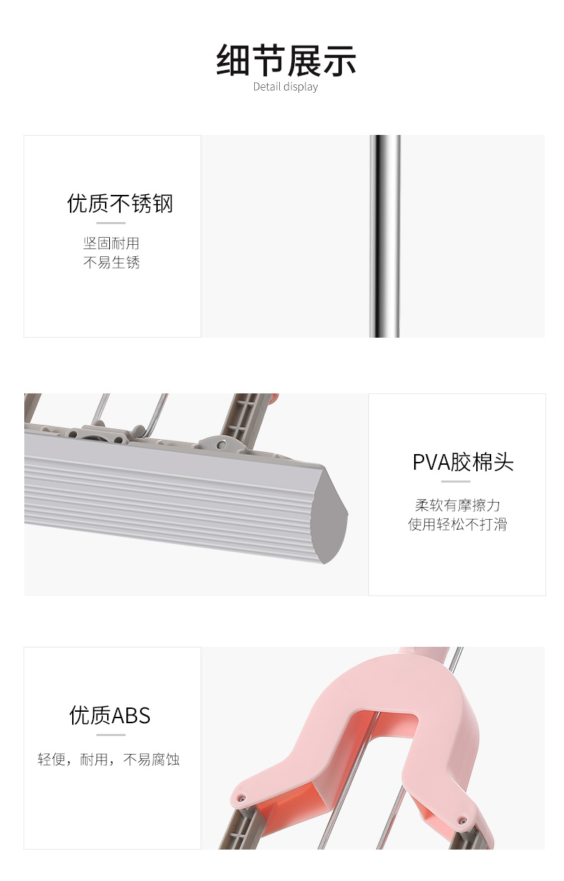 Domestic stainless steel folding cotton mop clean hand wash absorbent retractable sponge floor towing wholesale