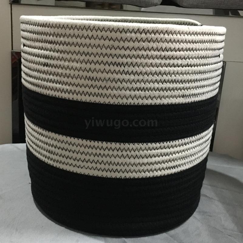Cotton String Woven Portable Storage Basket Customized Clothes and Toys Cotton String Baskets Foreign Trade Foldable Laundry Basket Storage Basket