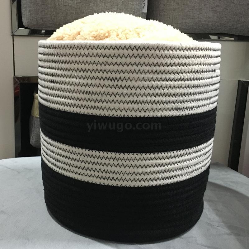 Cotton String Woven Portable Storage Basket Customized Clothes and Toys Cotton String Baskets Foreign Trade Foldable Laundry Basket Storage Basket